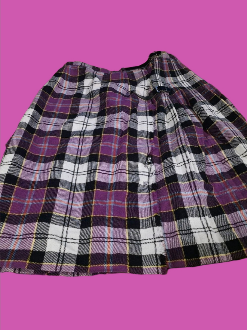 4/$67 Deal! Vintage Purple, White and Black Plaid A-Line Skirt